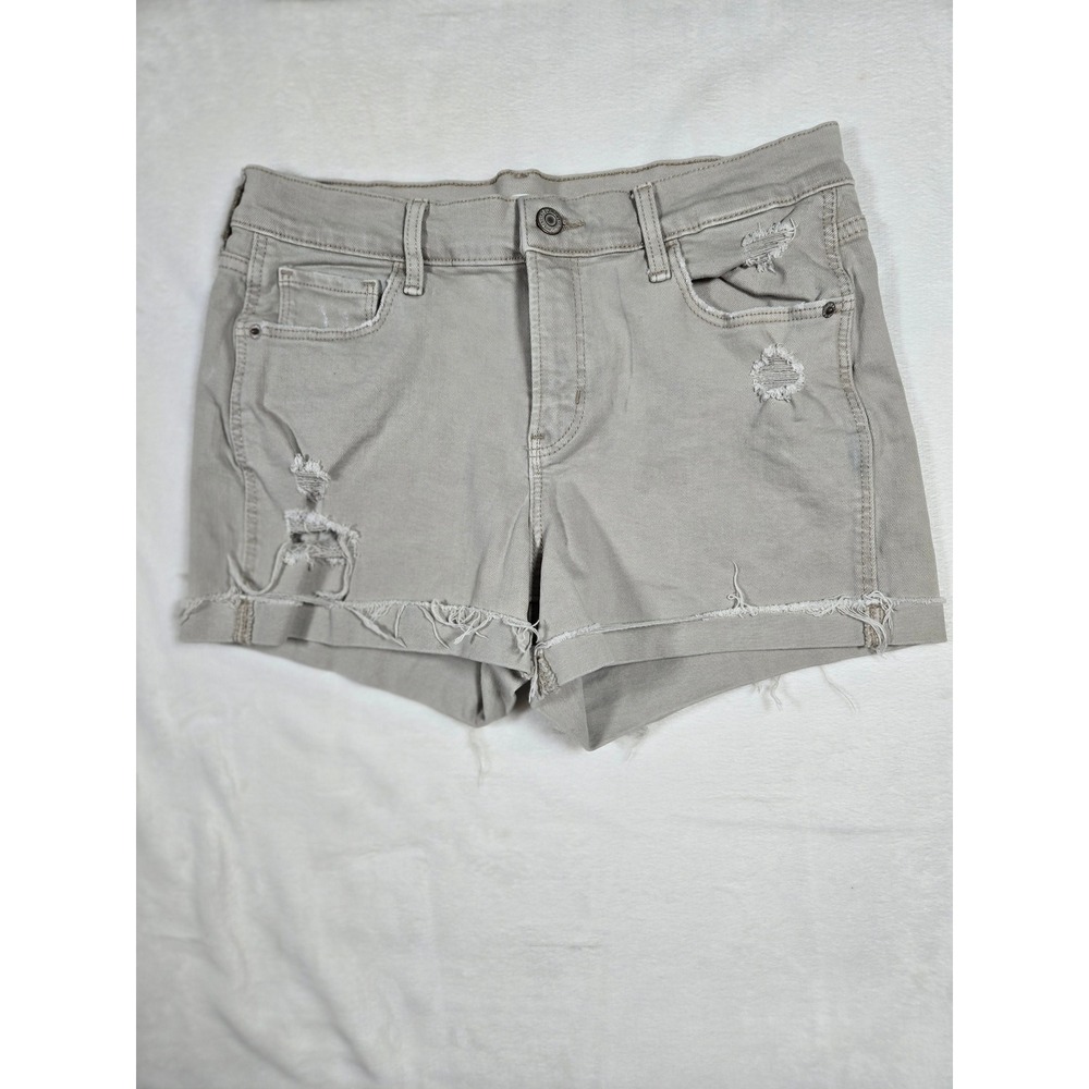 Old Navy Boyfriend‎ Mid Rise Distressed Denim Shorts Moonlit Gray Taupe Size 6